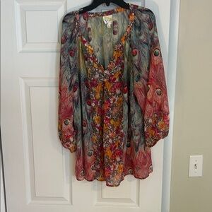 Fig and Flower Multicolor Sheer Blouse